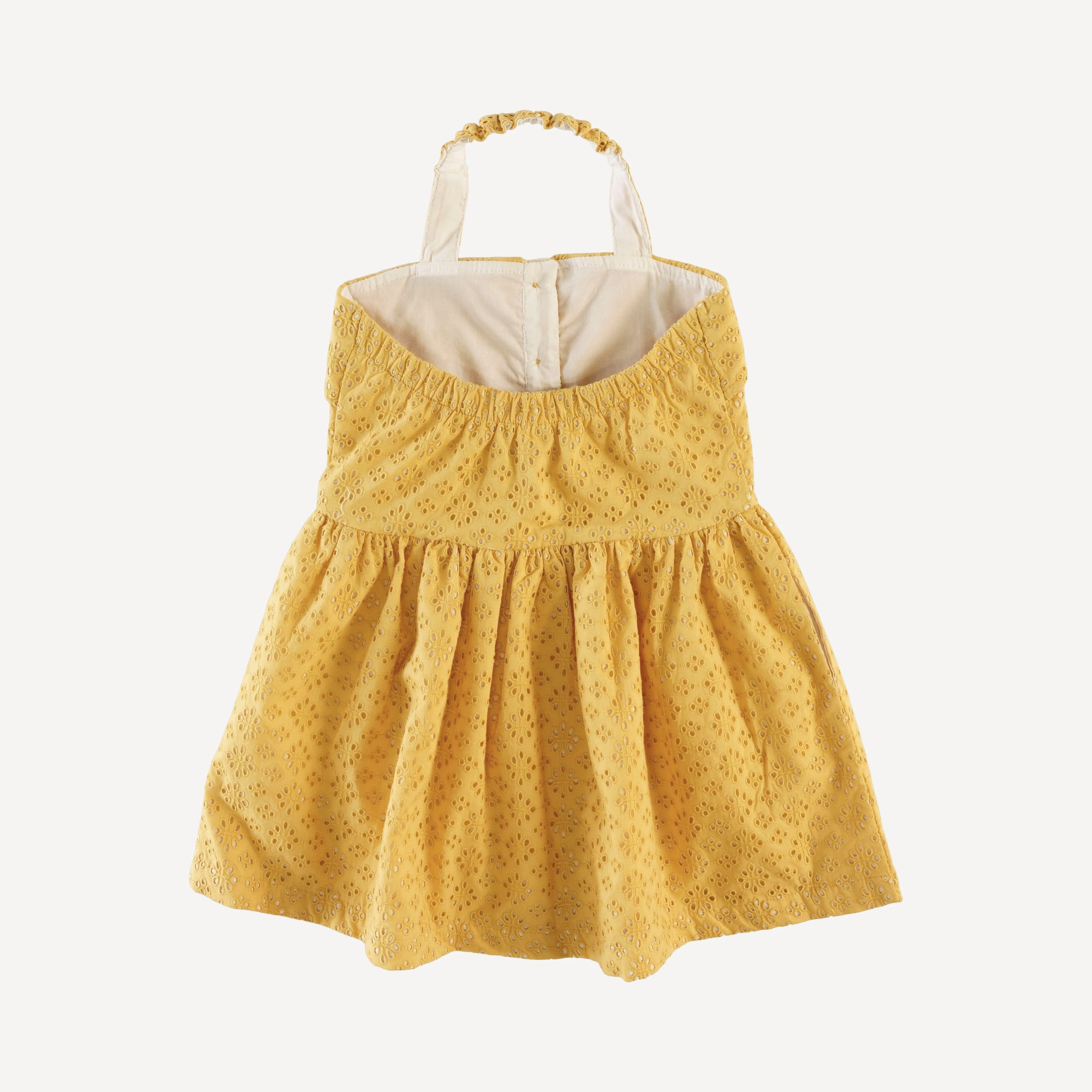 100 acre wood halter dress | golden | organic cotton woven eyelet