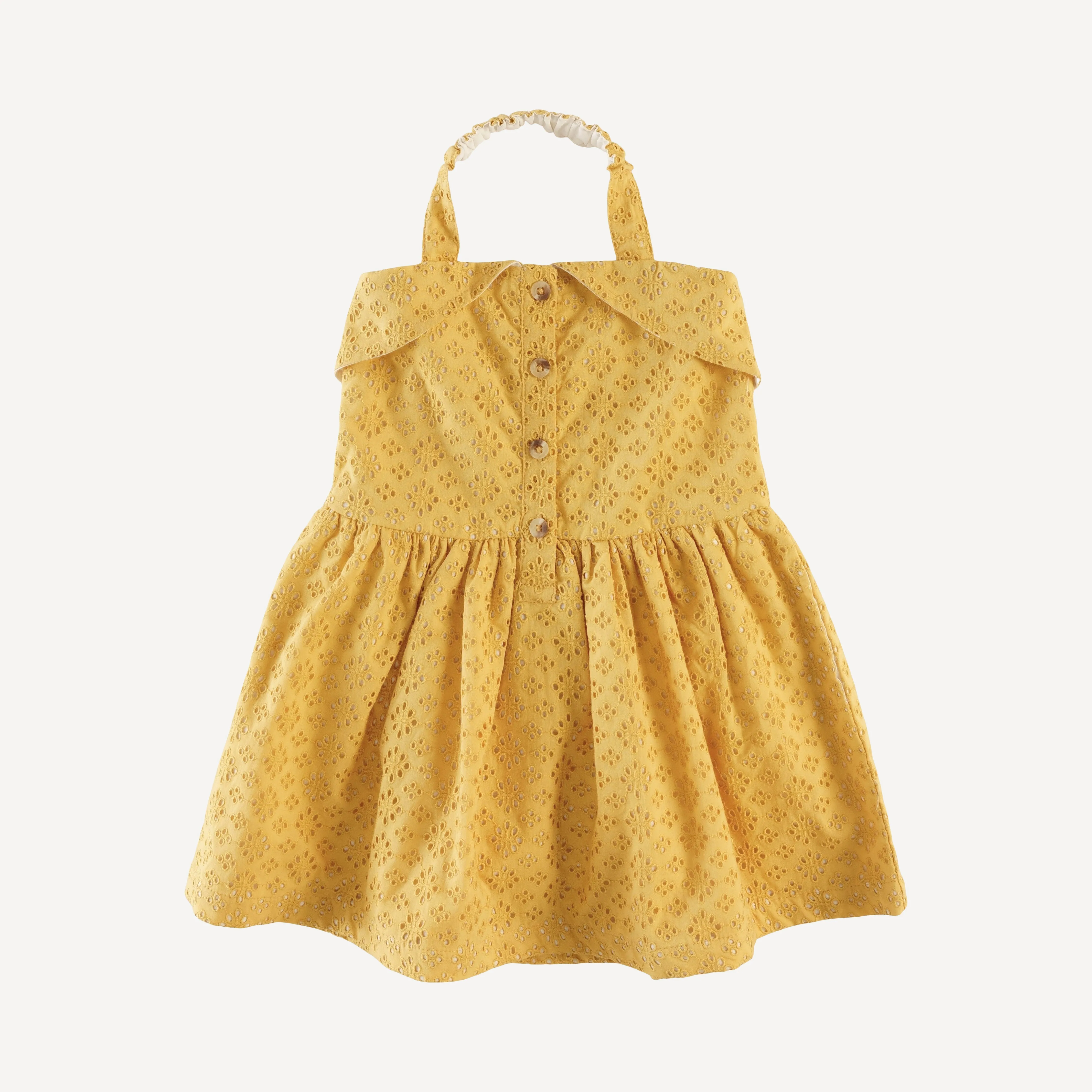 100 acre wood halter dress | golden | organic cotton woven eyelet