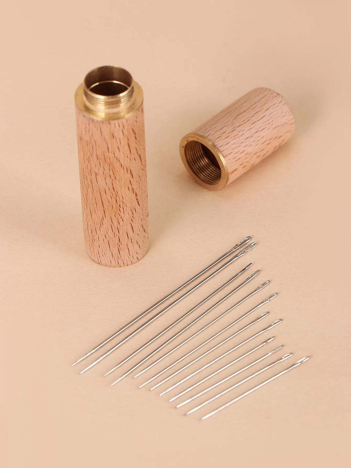 12pcs Sewing Needle & 1pc Wooden Storage Box