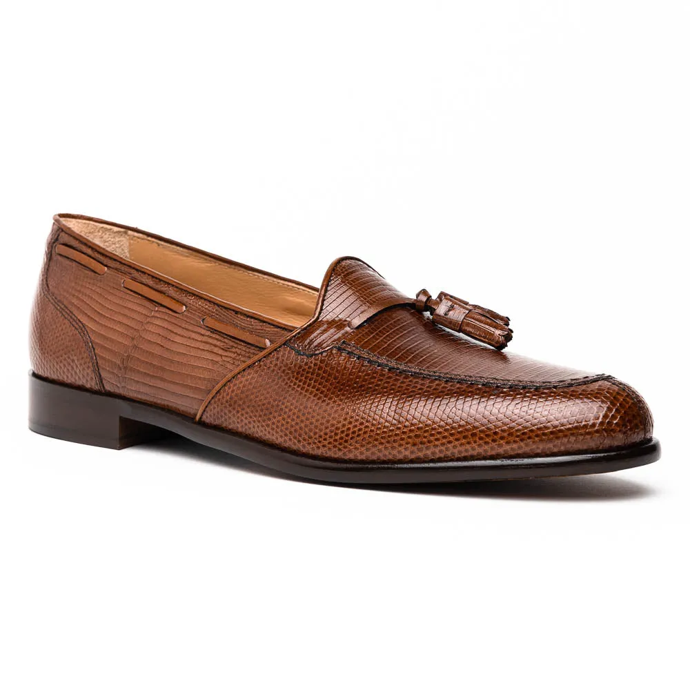 14-580-CGN FRANCO Teju Lizard Tassel Loafer, Cognac