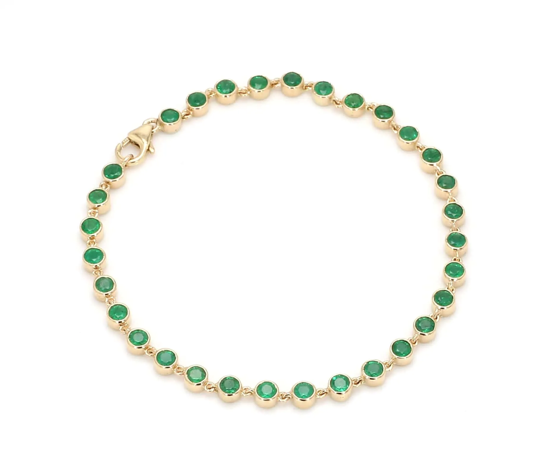 14K & 18K Gold Emerald Bezel Link Bracelet