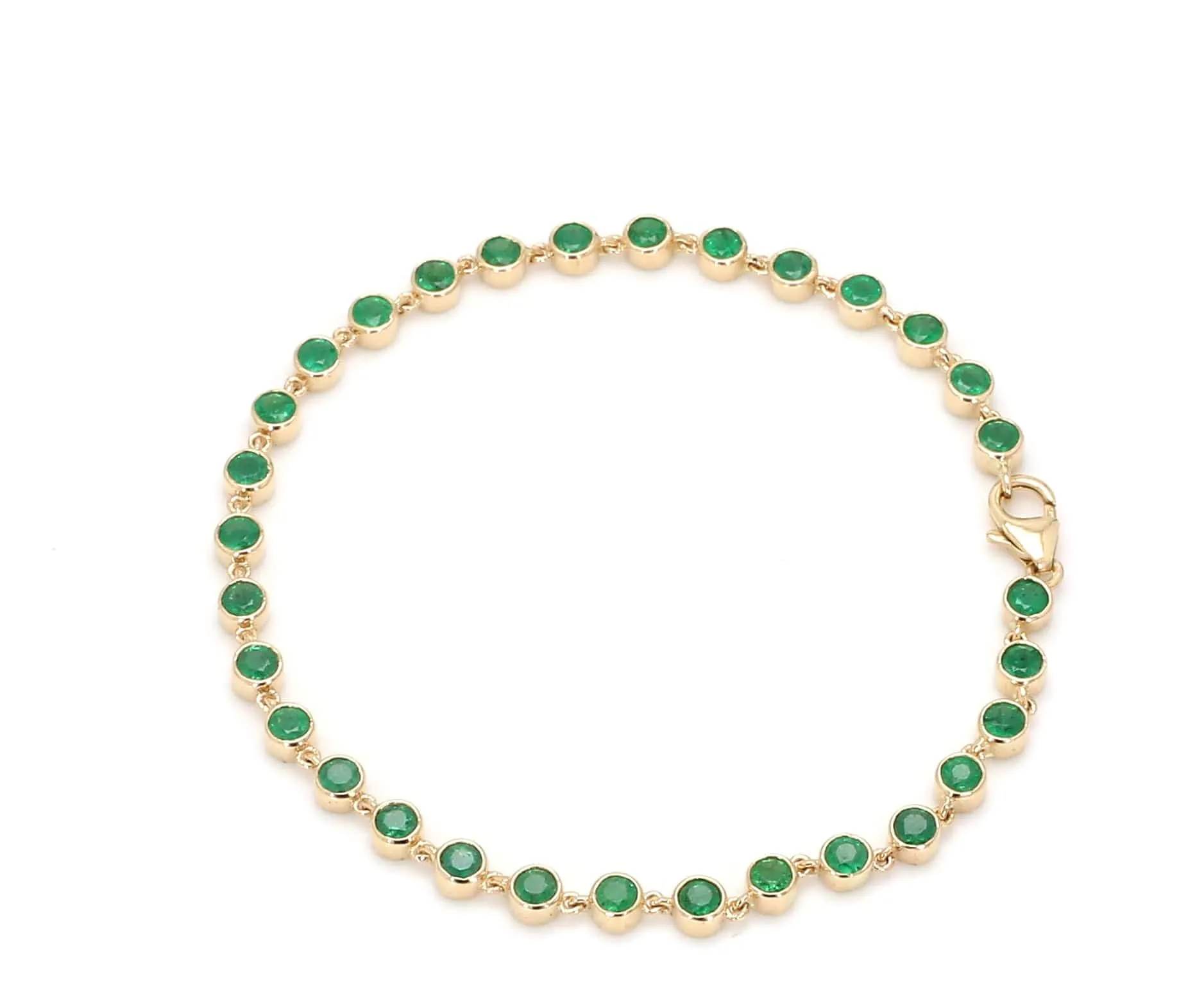 14K & 18K Gold Emerald Bezel Link Bracelet