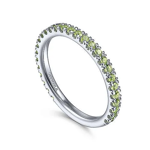 14K White Gold Peridot Stackable Ring