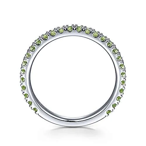 14K White Gold Peridot Stackable Ring