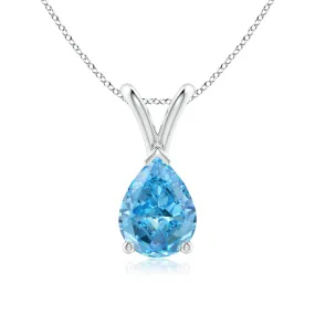 1.5 CT. Pear Shaped Aquamarine Solitaire Pendant