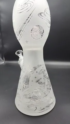 16 Deep Sandblasted Space Voyager Double Perc Beaker