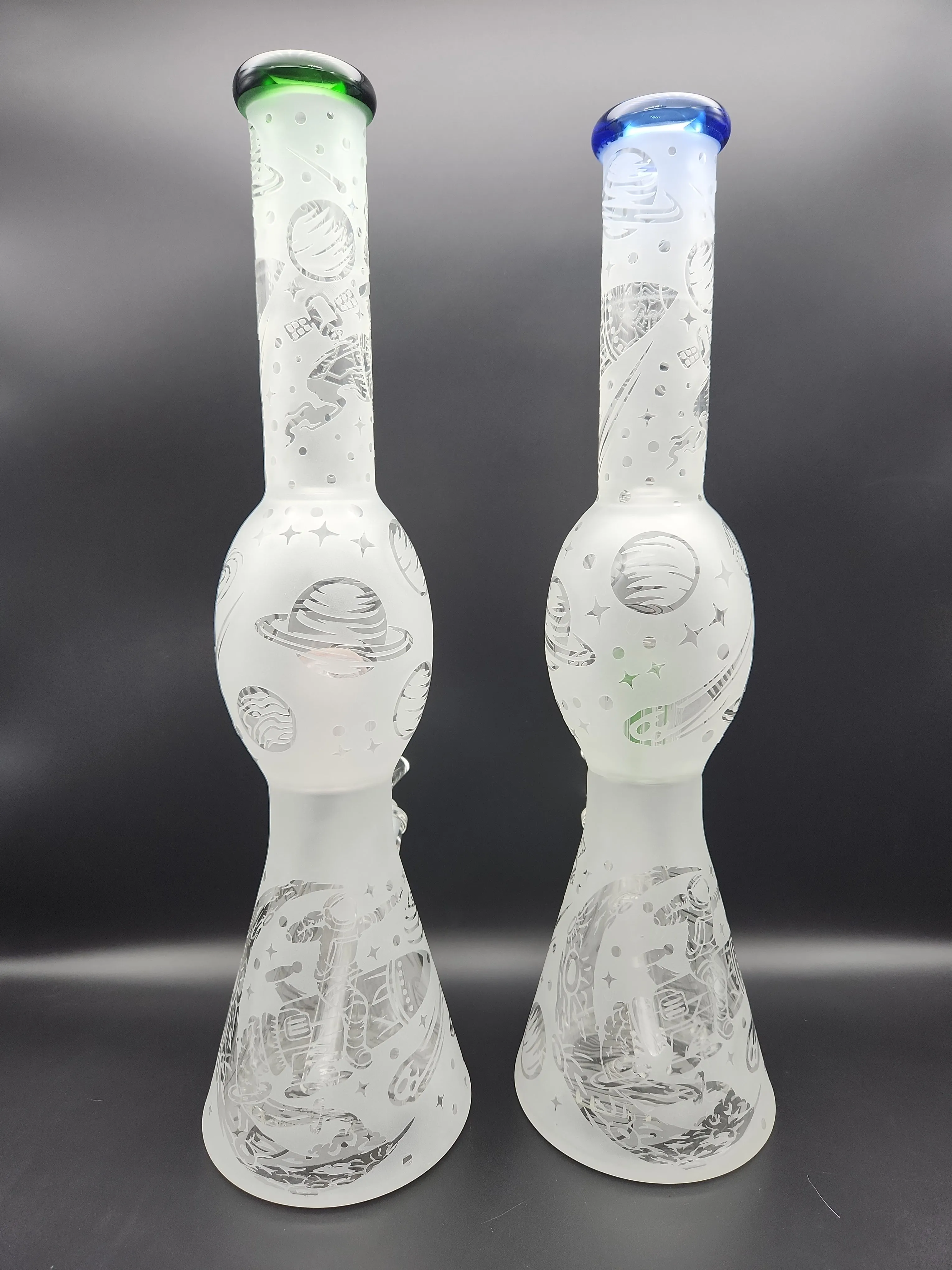 16 Deep Sandblasted Space Voyager Double Perc Beaker