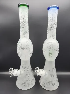 16 Deep Sandblasted Space Voyager Double Perc Beaker