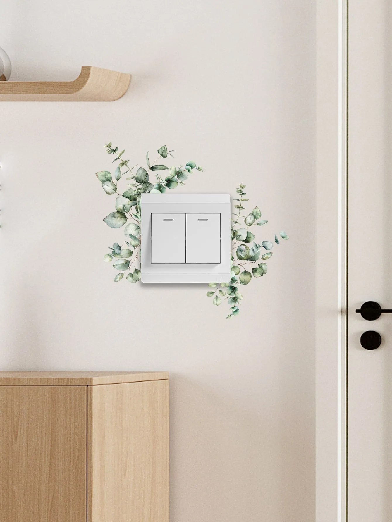 1pc Leaf Pattern Switch Outlet Wall Sticker