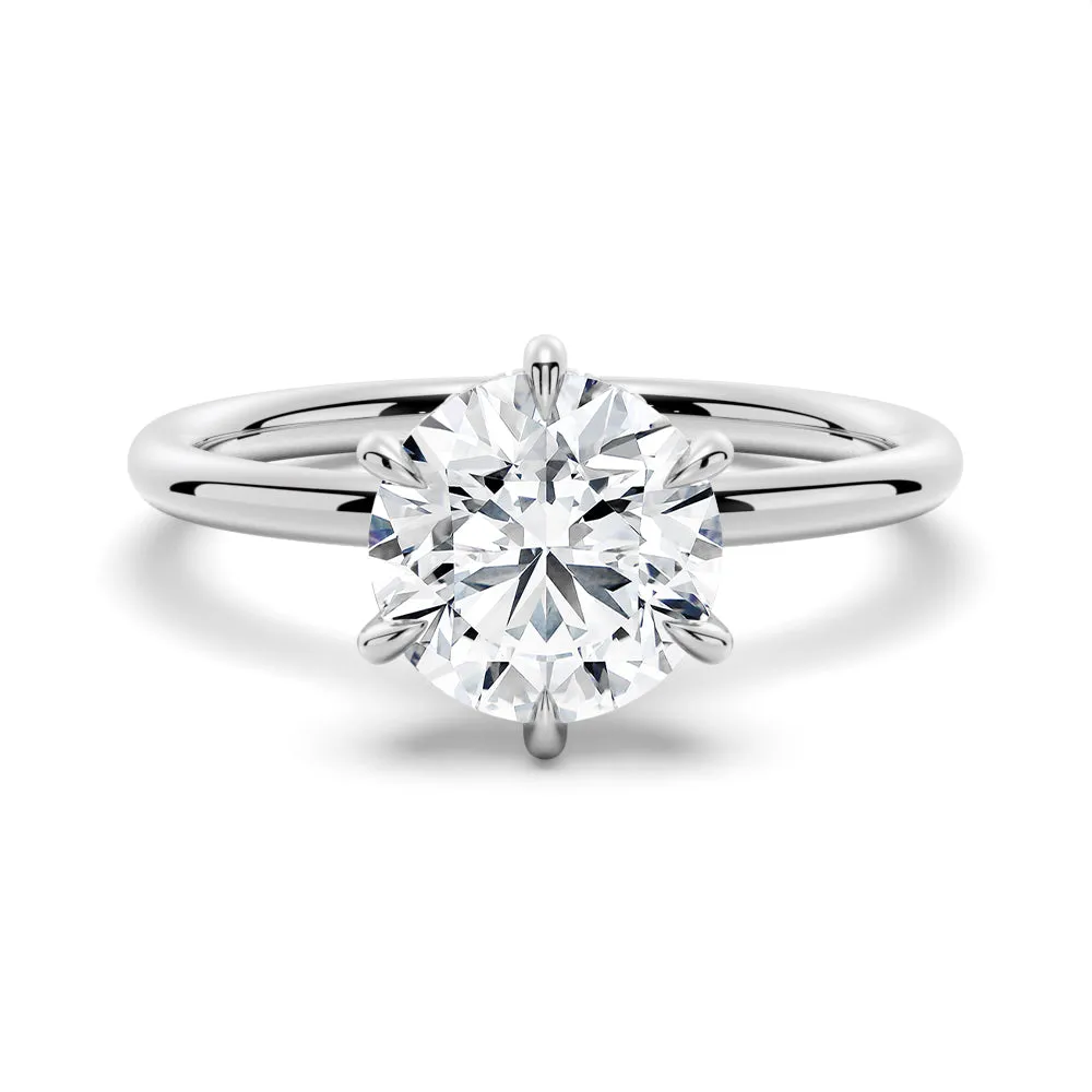 3 CT. Six-Prong Solitaire Moissanite Engagement Ring With Hidden Halo