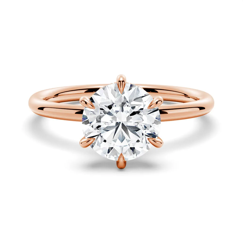 3 CT. Six-Prong Solitaire Moissanite Engagement Ring With Hidden Halo