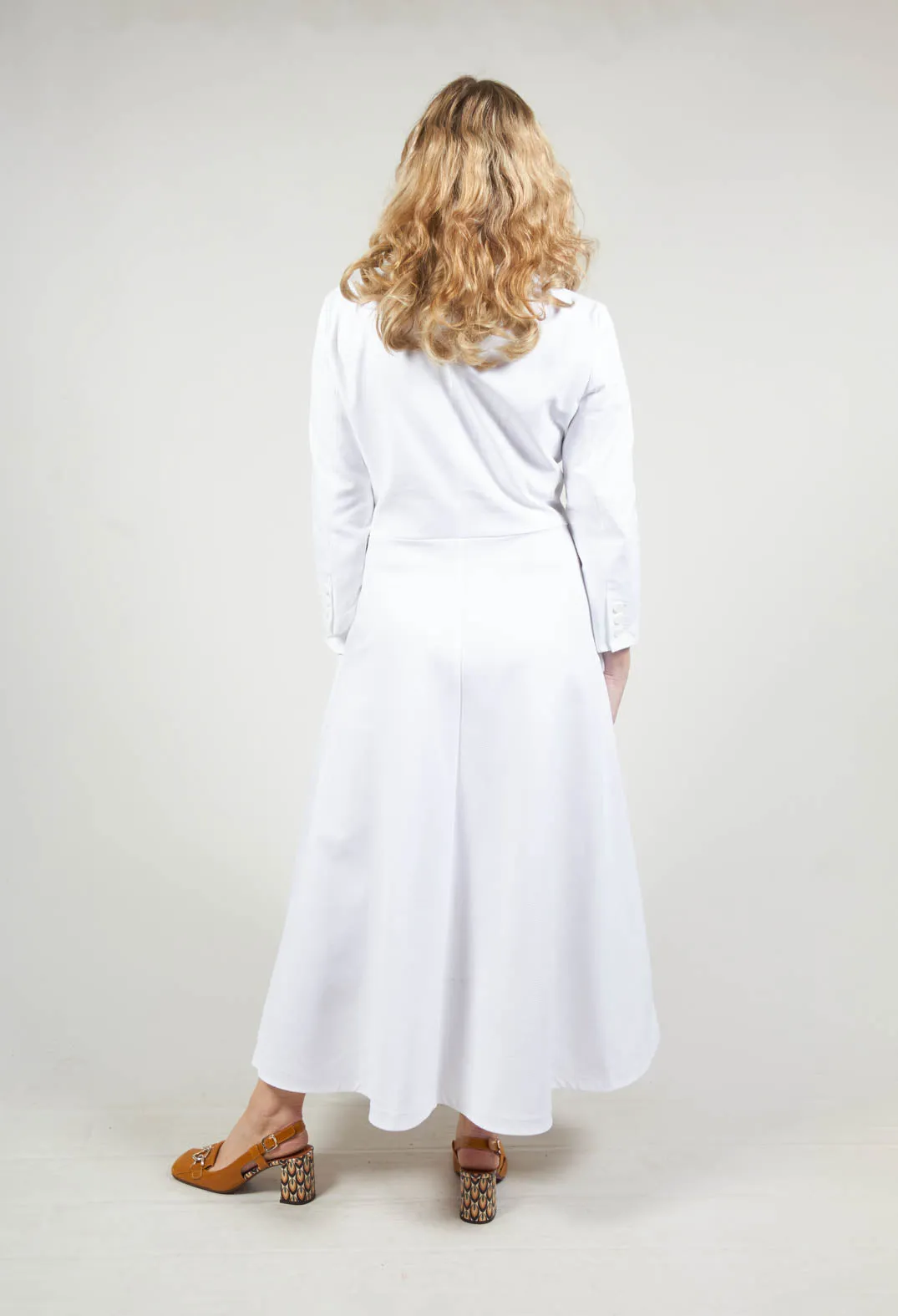 3/4 Sleeve A-Line Dress in White