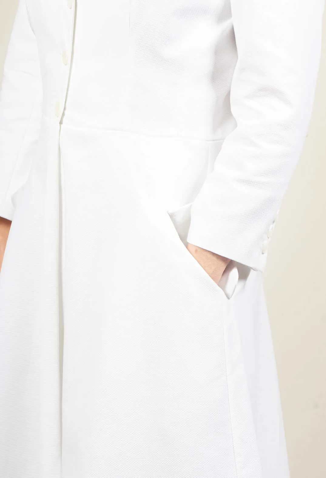 3/4 Sleeve A-Line Dress in White