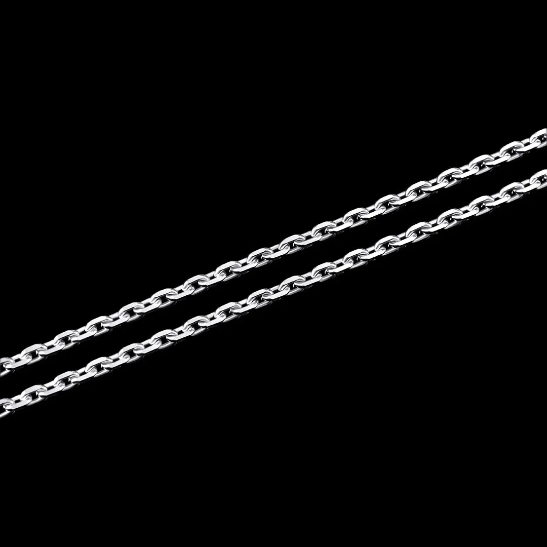 3mm White Gold Cable Chain in 925 Sterling Silver Gift Set