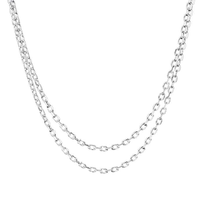 3mm White Gold Cable Chain in 925 Sterling Silver Gift Set