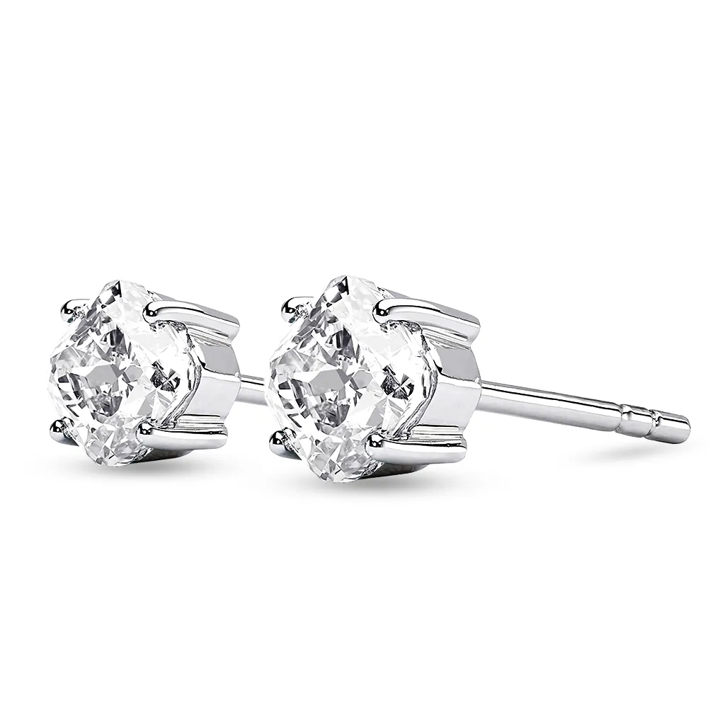 4 ctw Cushion Cut Moissanite 4-Prong Solitaire Stud Earrings