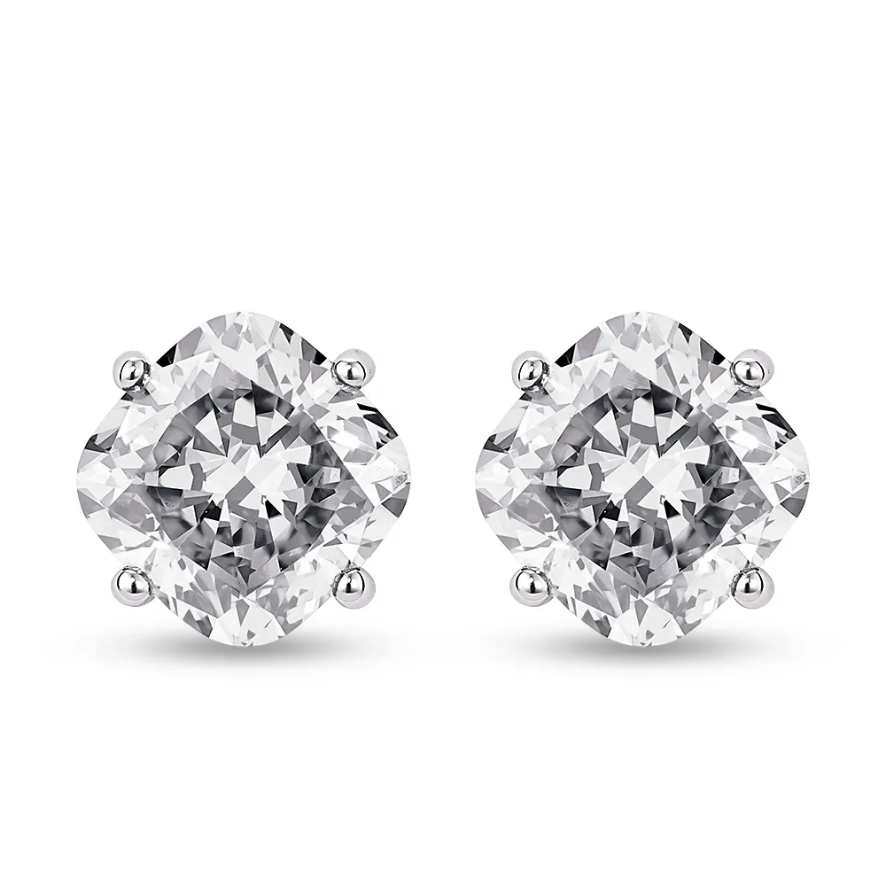 4 ctw Cushion Cut Moissanite 4-Prong Solitaire Stud Earrings