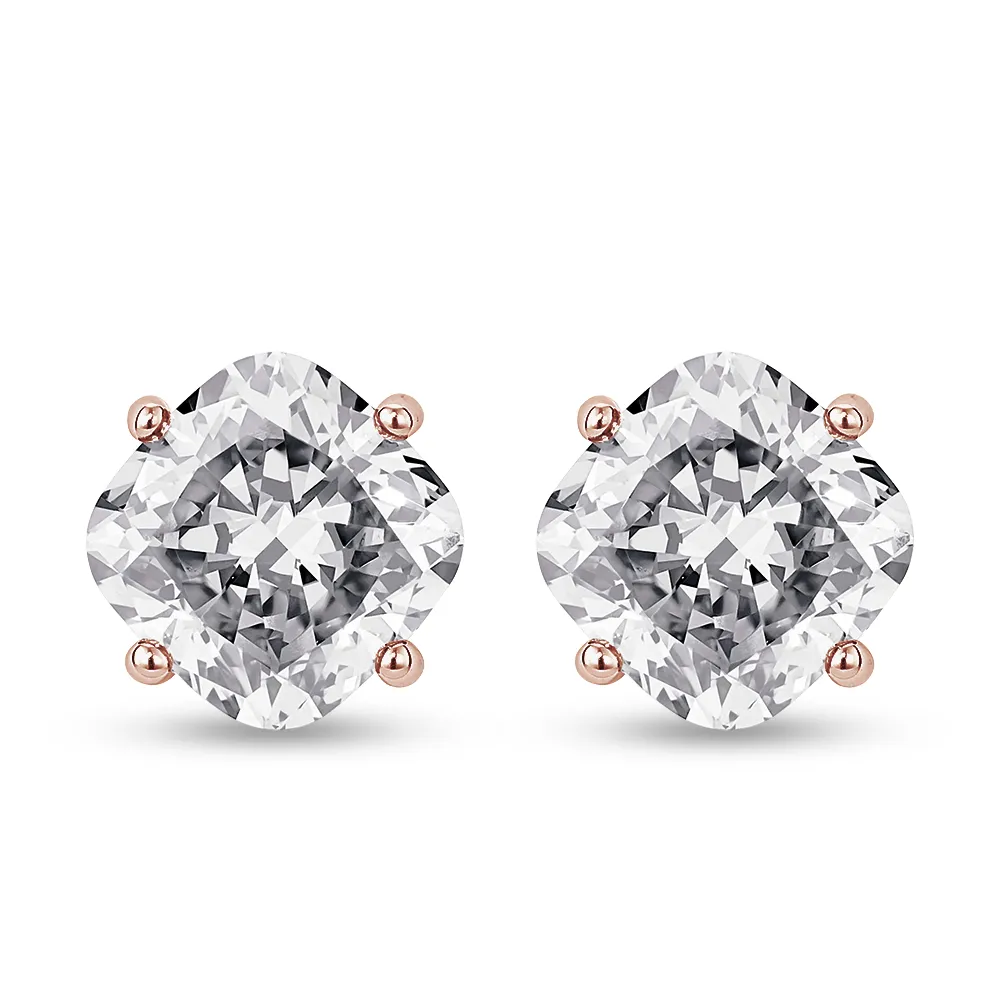 4 ctw Cushion Cut Moissanite 4-Prong Solitaire Stud Earrings