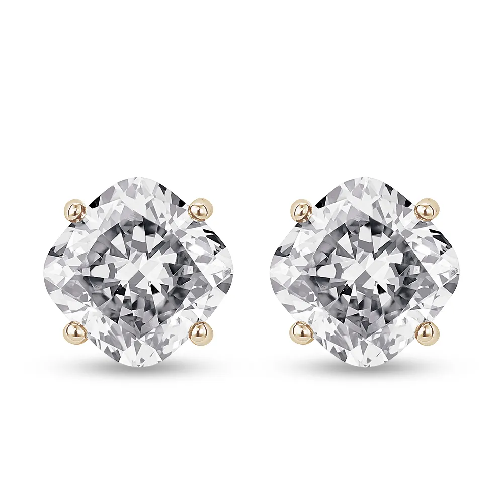 4 ctw Cushion Cut Moissanite 4-Prong Solitaire Stud Earrings