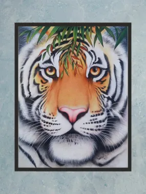 A Tiger in Greens Miniature Painting by Mohan Prajapati