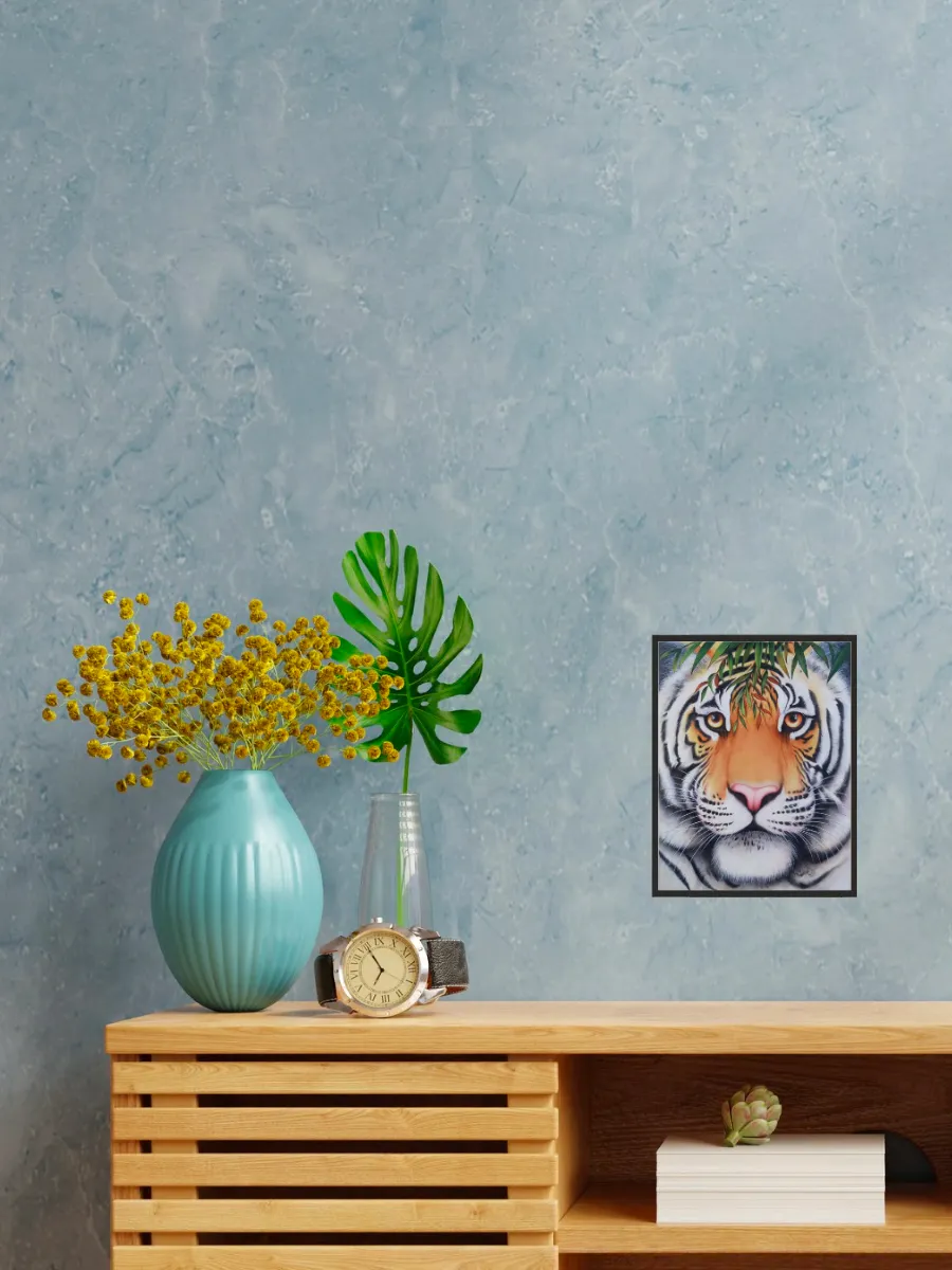 A Tiger in Greens Miniature Painting by Mohan Prajapati