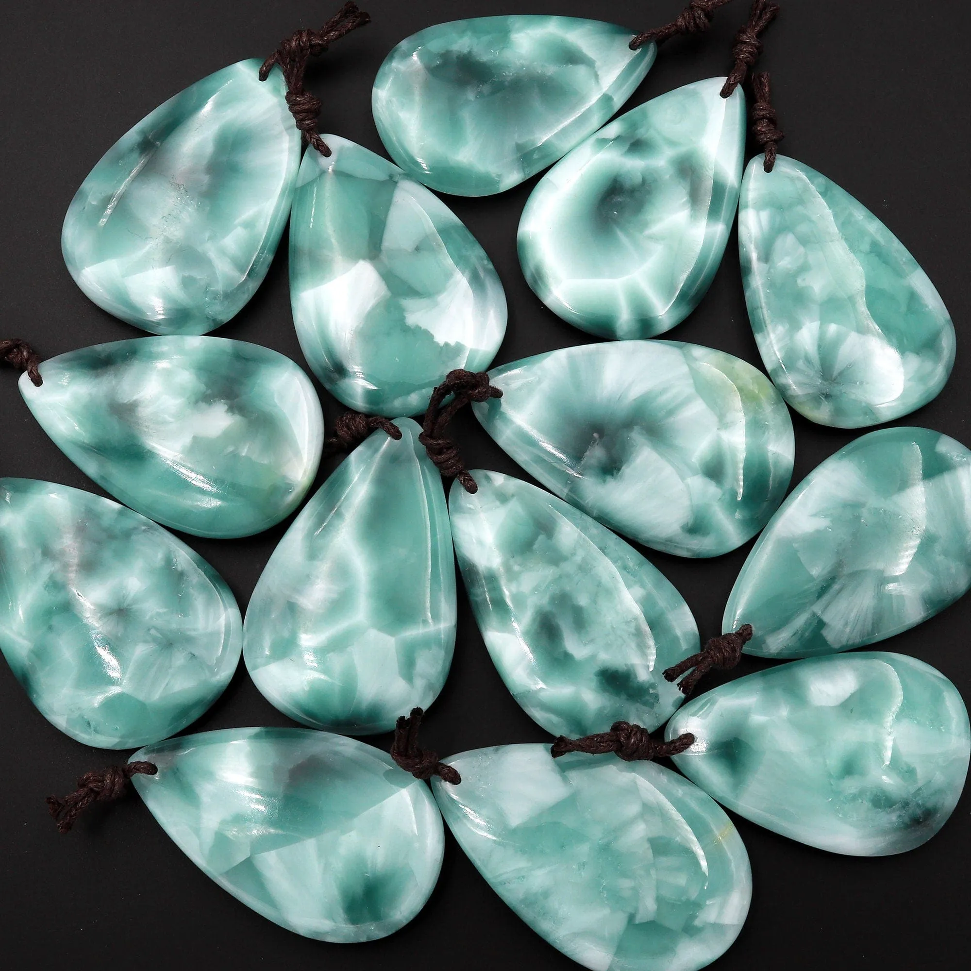 AAA Chatoyant Green Moonstone Teardrop Pendant Bead Drilled Gemstone