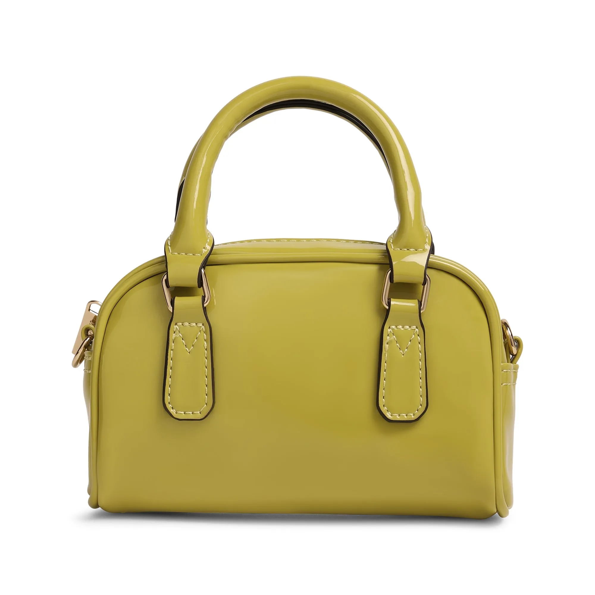 Accessorize London Women's Lime Small Patent Bowler Bag