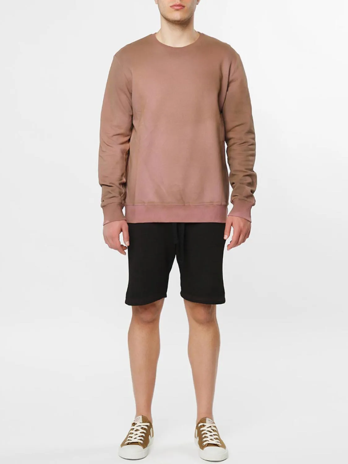 Acid Dye Organic Cotton Crew Neck Sweatshirt Dusty Pink