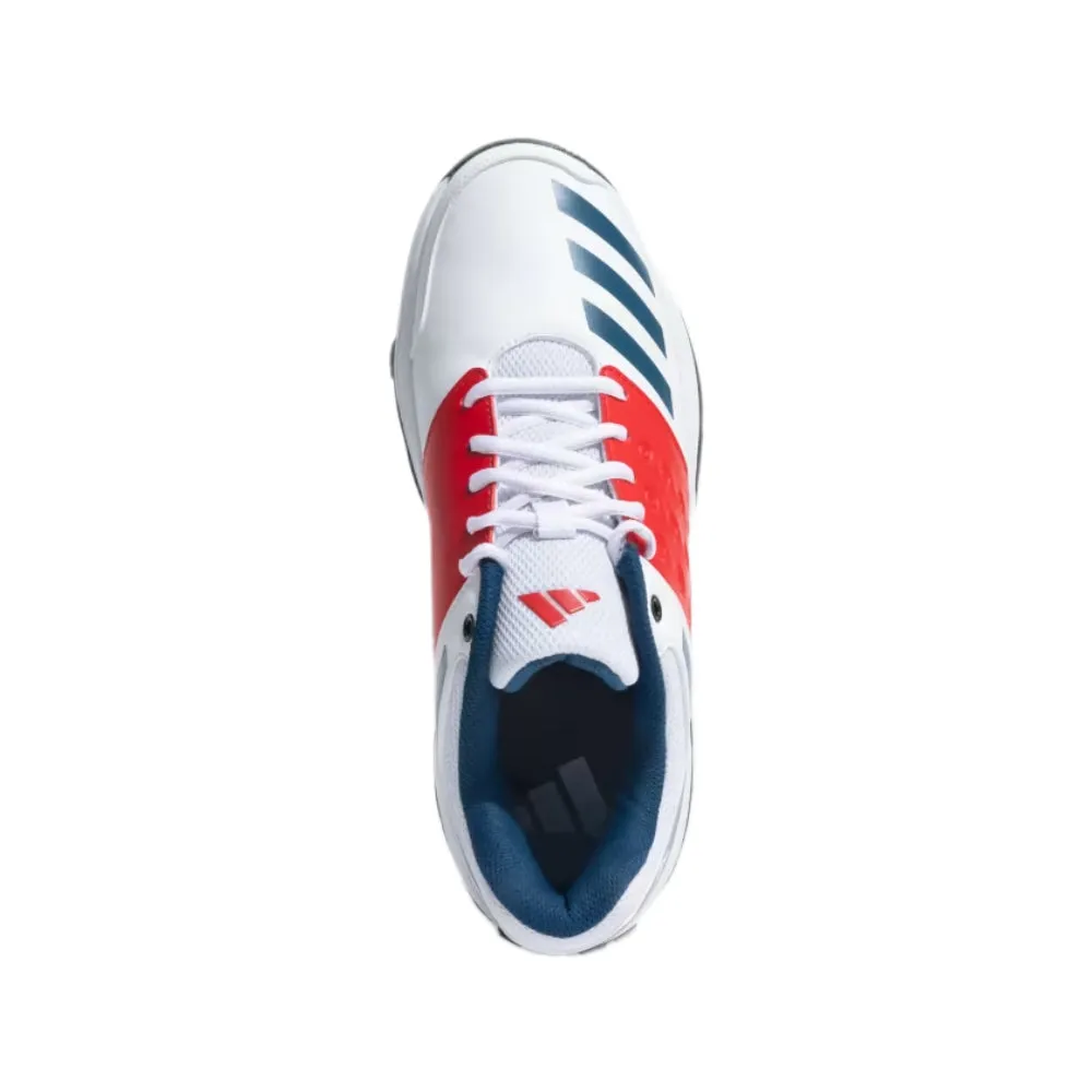 Adidas Men's Crinu 23 Cricket Shoe (Cloud White/Blue Night/Better Scarlet)