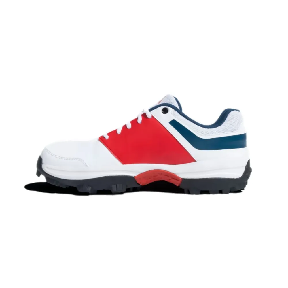 Adidas Men's Crinu 23 Cricket Shoe (Cloud White/Blue Night/Better Scarlet)