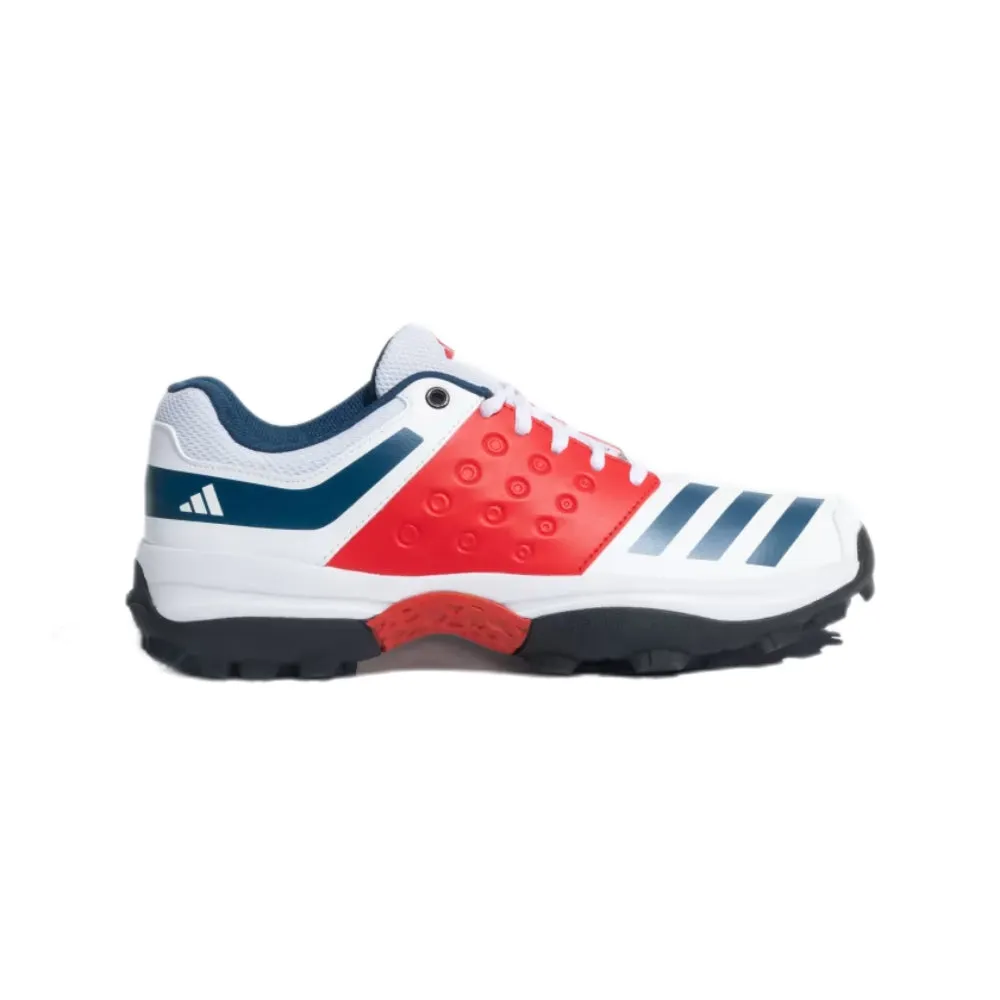 Adidas Men's Crinu 23 Cricket Shoe (Cloud White/Blue Night/Better Scarlet)