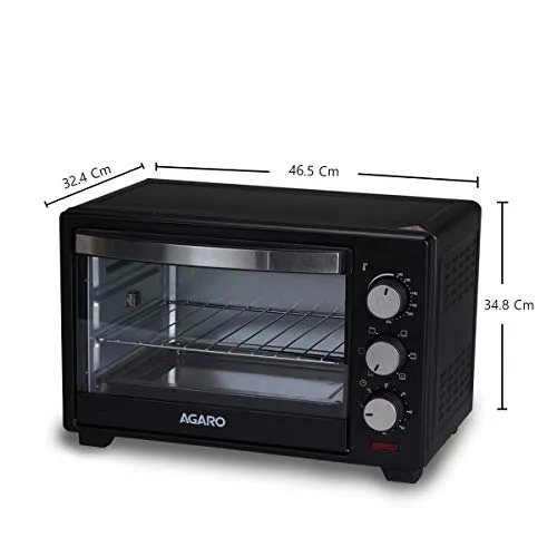 AGARO Marvel Oven Toaster Grill With Motorized Rotisserie&5 Heating Modes (Black,25 Litres),1600 Watts,25 Liter