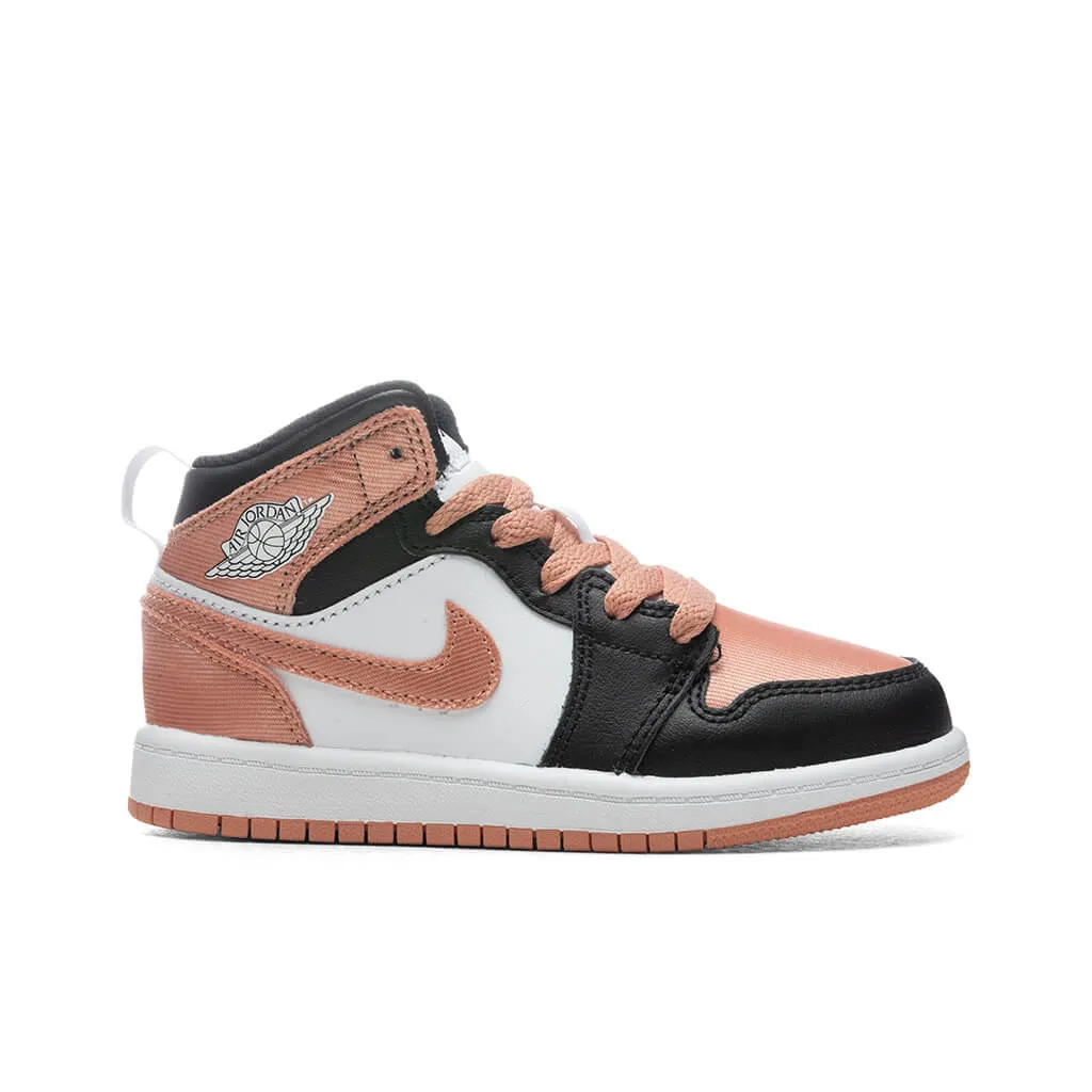 Air Jordan 1 Mid (PS) - White/Light Madder Root/Black