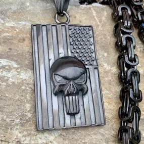 American Patriot Flag Black Pendant - Necklace (297)