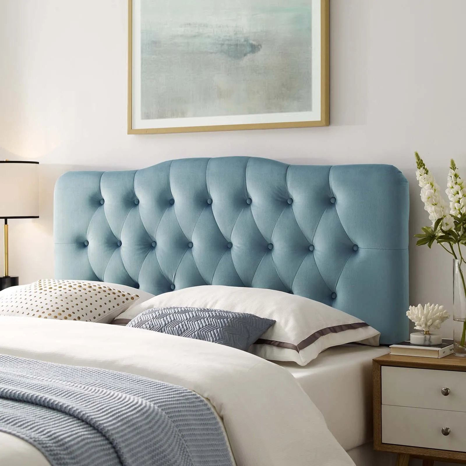 Annabel Diamond Tufted Performance Velvet Headboard