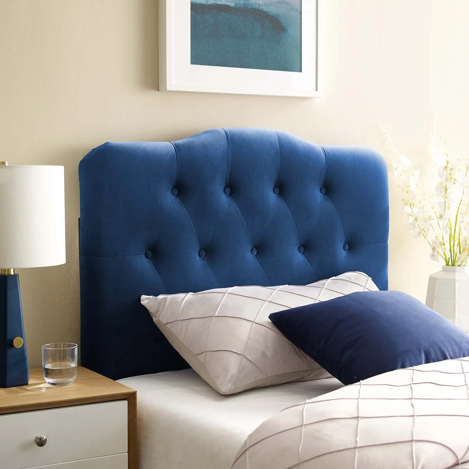 Annabel Diamond Tufted Performance Velvet Headboard