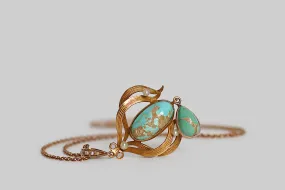 Art Nouveau Matrix Turquoise & Pearl Necklace