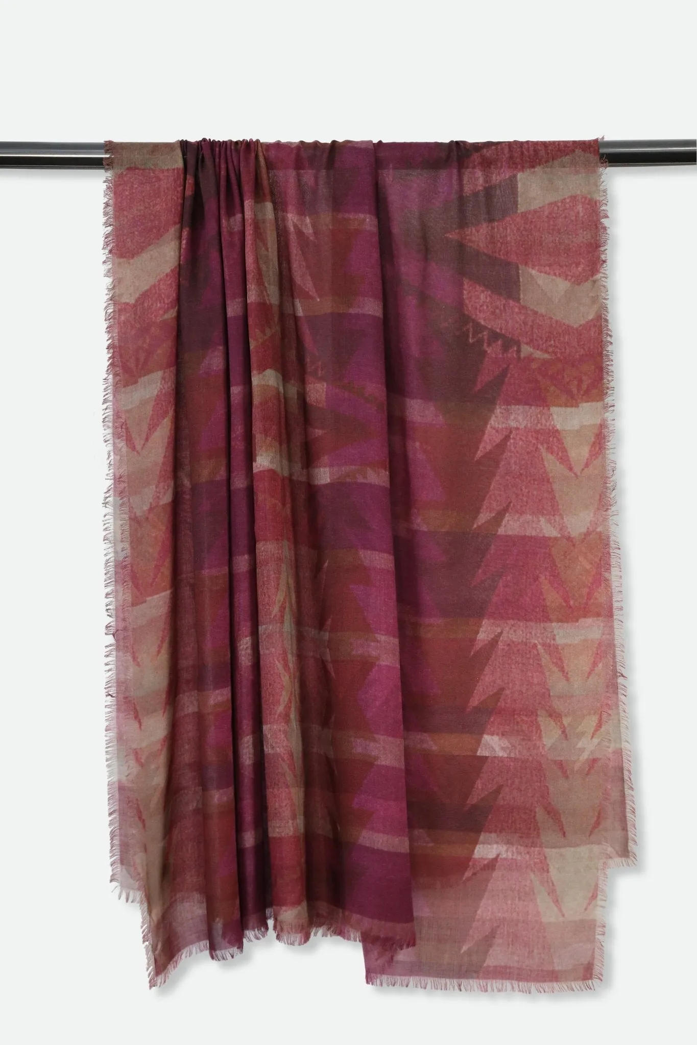 ASTRID ITALIAN SILK CASHMERE DOUBLE-FACE PRINTED STOLE BLUSH GEO EDITION