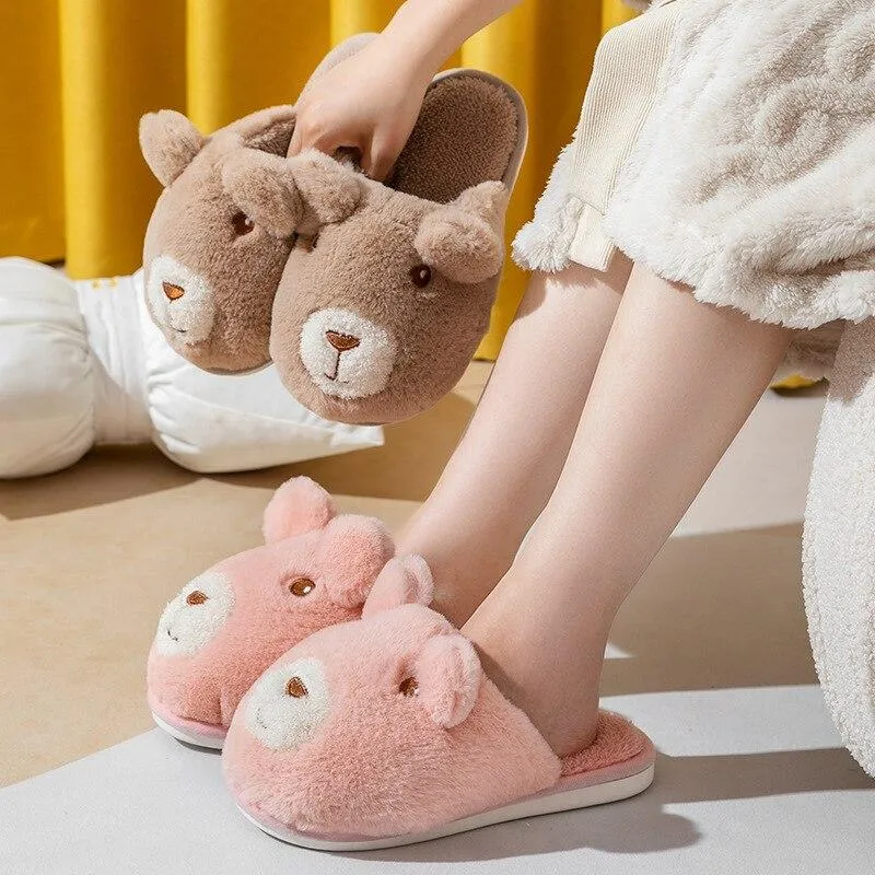 Autumn Women's Cute Warm Non-slip Cotton House Slippers Confinement Shoes