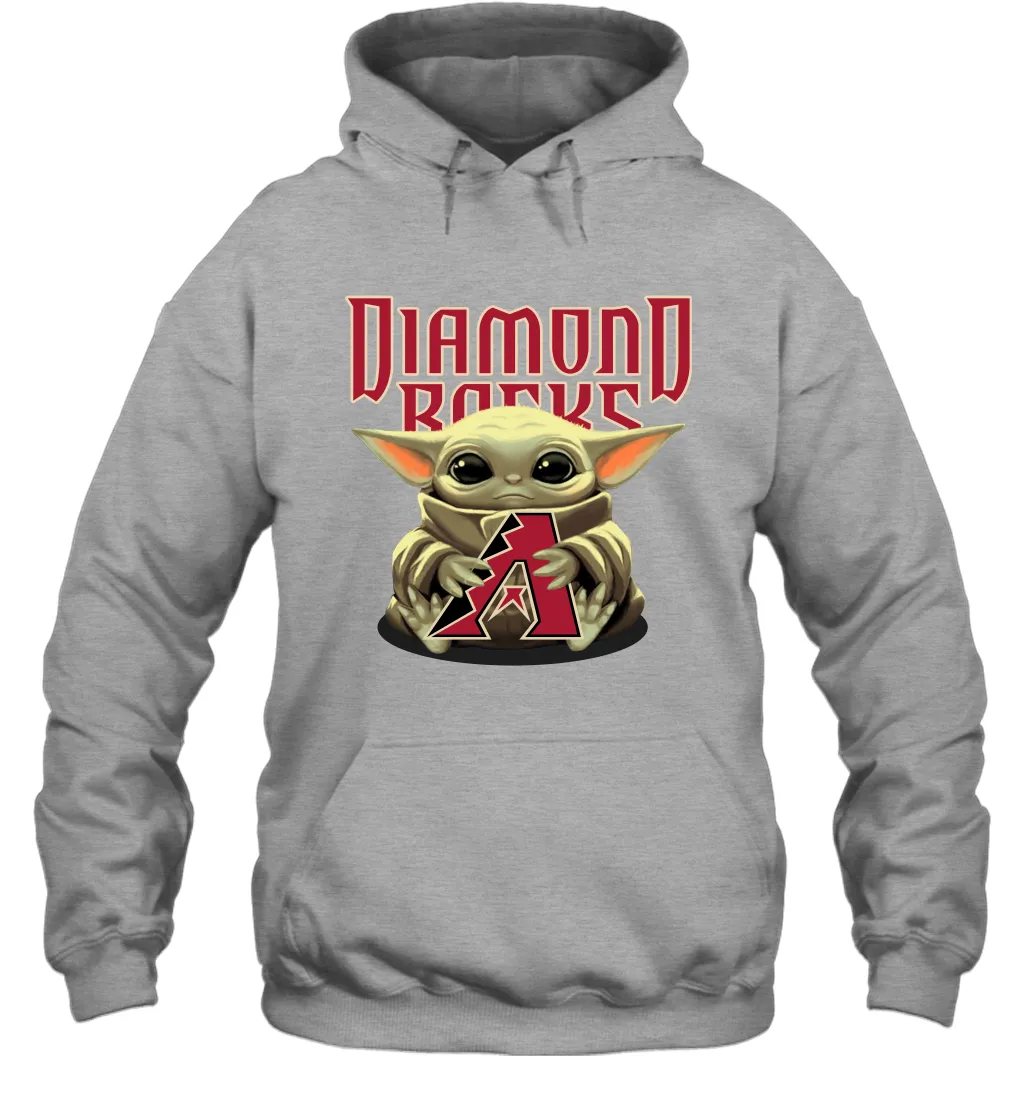 Baby Yoda Hugs Loves The Arizona Diamondbacks Baseball Adult Hoodie Sweatshirt