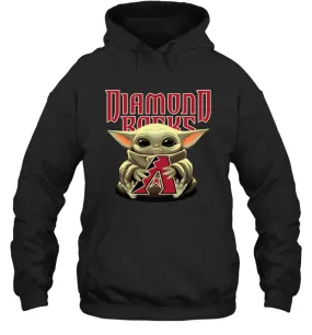 Baby Yoda Hugs Loves The Arizona Diamondbacks Baseball Adult Hoodie Sweatshirt