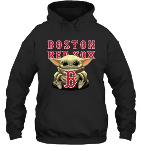 Baby Yoda Hugs Loves The Boston Red Sox Baseball Adult Hoodie Sweatshirt