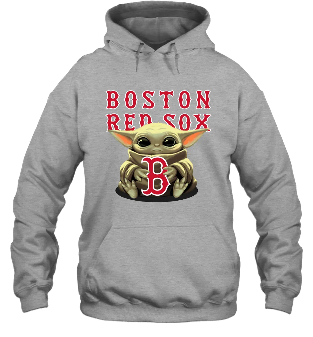 Baby Yoda Hugs Loves The Boston Red Sox Baseball Adult Hoodie Sweatshirt