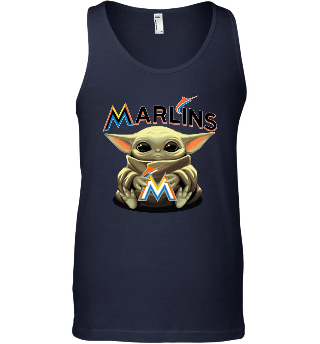 Baby Yoda Hugs Loves The Miami Marlins Baseball Mens Tank Top