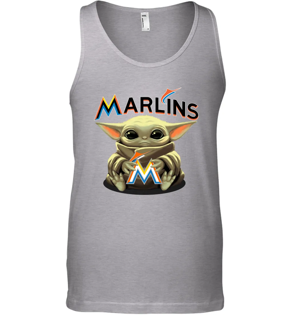 Baby Yoda Hugs Loves The Miami Marlins Baseball Mens Tank Top