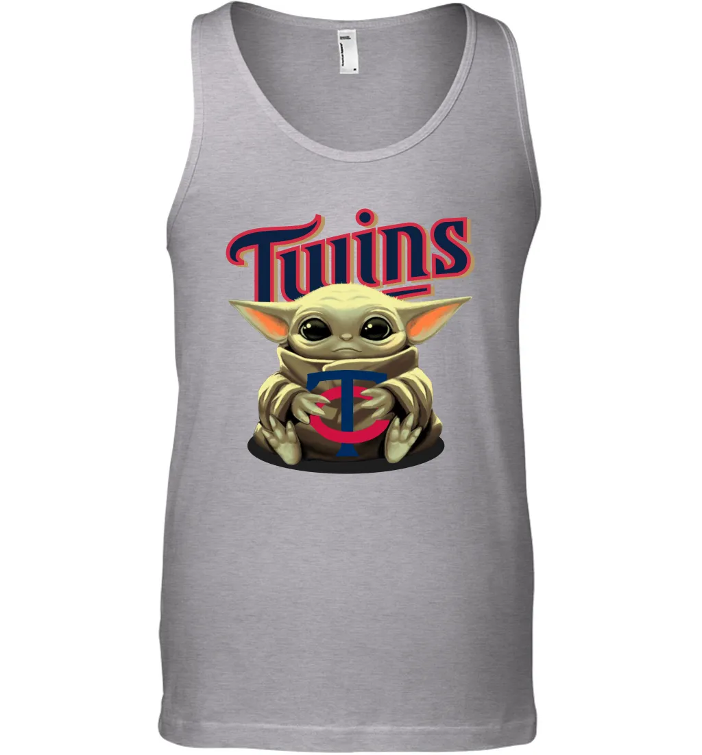 Baby Yoda Hugs Loves The Minnesota Twins Baseball Mens Tank Top