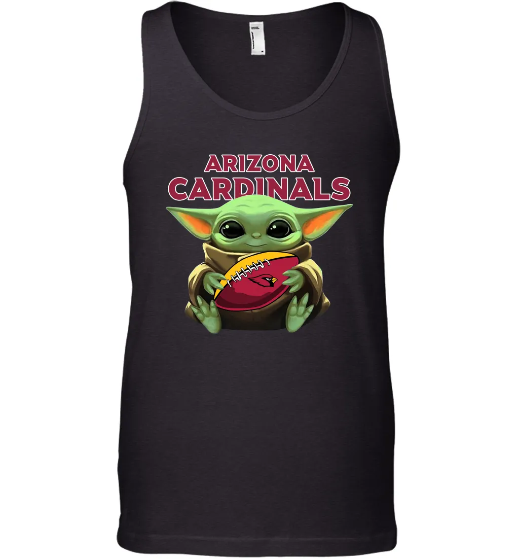 Baby Yoda Loves The Arizona Cardinals Star Wars Baby Yoda Hugs Cardinals NFL Mens Tank Top