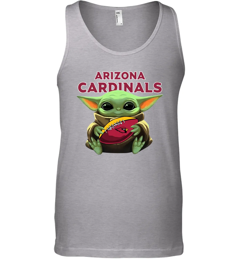 Baby Yoda Loves The Arizona Cardinals Star Wars Baby Yoda Hugs Cardinals NFL Mens Tank Top