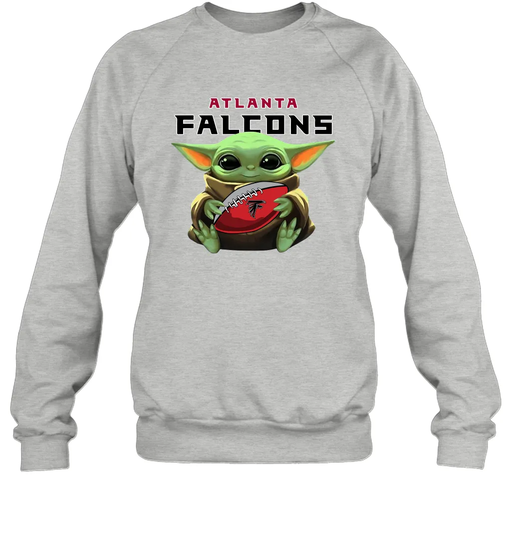 Baby Yoda Loves The Atlanta Falcons Star Wars Baby Yoda Hugs Falcons NFL Adult Sweatshirt