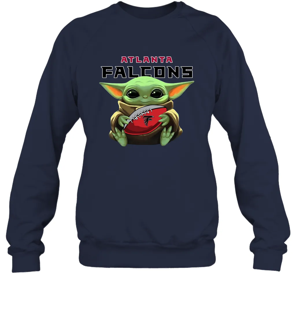 Baby Yoda Loves The Atlanta Falcons Star Wars Baby Yoda Hugs Falcons NFL Adult Sweatshirt